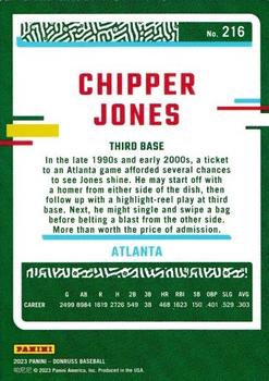 2023 Donruss - Holo Blue #216 Chipper Jones Back