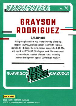 2023 Donruss - Holo Carolina Blue #78 Grayson Rodriguez Back