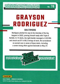 2023 Donruss - Holo Orange #78 Grayson Rodriguez Back