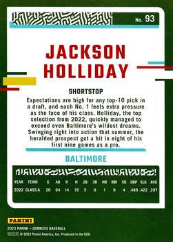 2023 Donruss - Holo Orange #93 Jackson Holliday Back