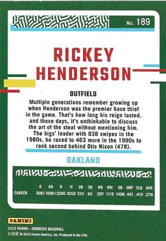 2023 Donruss - Holo Orange #189 Rickey Henderson Back