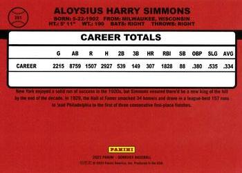 2023 Donruss - Holo Purple #281 Al Simmons Back