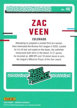 2023 Donruss - Career Stat Line #46 Zac Veen Back