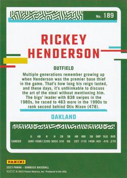 2023 Donruss - Career Stat Line #189 Rickey Henderson Back