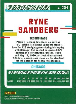 2023 Donruss - Career Stat Line #204 Ryne Sandberg Back
