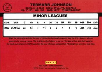 2023 Donruss - Career Stat Line #247 Termarr Johnson Back