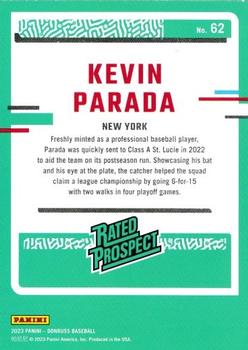 2023 Donruss - Season Stat Line #62 Kevin Parada Back