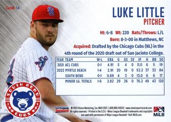 2023 Choice South Bend Cubs #14 Luke Little Back