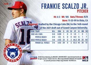 2023 Choice South Bend Cubs #27 Frankie Scalzo Back
