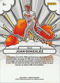 2023 Donruss - Bomb Squad #BS7 Juan Gonzalez Back