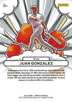 2023 Donruss - Bomb Squad Rapture #BS7 Juan Gonzalez Back