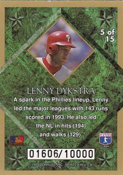 1994 Leaf - Gold Leaf Stars #5 Lenny Dykstra Back