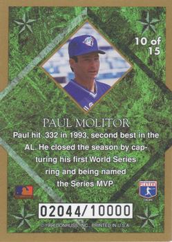 1994 Leaf - Gold Leaf Stars #10 Paul Molitor Back