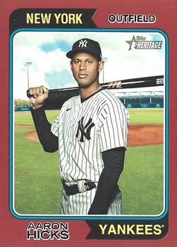 2023 Topps Heritage - Red Border #75 Aaron Hicks Front