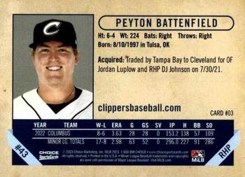 2023 Choice Columbus Clippers #03 Peyton Battenfield Back