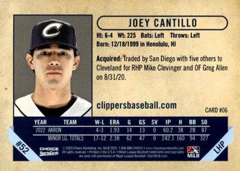 2023 Choice Columbus Clippers #06 Joey Cantillo Back