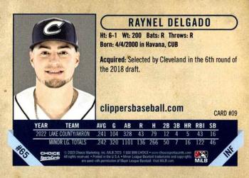 2023 Choice Columbus Clippers #09 Raynel Delgado Back