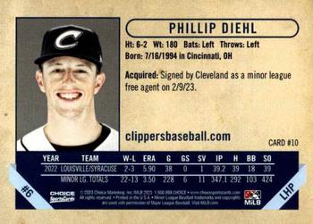 2023 Choice Columbus Clippers #10 Phillip Diehl Back