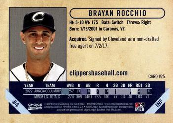 2023 Choice Columbus Clippers #25 Brayan Rocchio Back