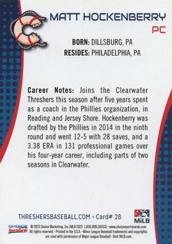 2023 Choice Clearwater Threshers #28 Matt Hockenberry Back