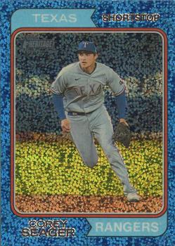 2023 Topps Heritage - Chrome Blue Sparkle Refractor #22 Corey Seager Front