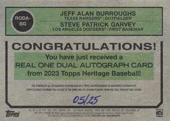 2023 Topps Heritage - Real One Autographs Dual #RODA-BG Steve Garvey / Jeff Burroughs Back