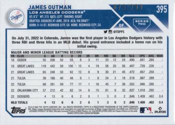 2023 Topps - Purple Foilboard #395 James Outman Back