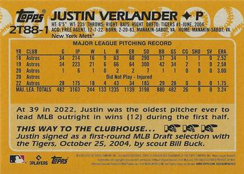 2023 Topps - 1988 Topps Baseball 35th Anniversary Blue (Series Two) #2T88-1 Justin Verlander Back