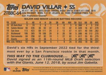 2023 Topps - 1988 Topps Baseball 35th Anniversary Chrome Silver Pack (Series Two) #2T88C-64 David Villar Back