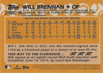 2023 Topps - 1988 Topps Baseball 35th Anniversary Chrome Silver Pack (Series Two) #2T88C-94 Will Brennan Back