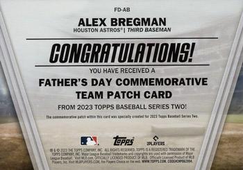 2023 Topps - Father's Day Commemorative Team Patches #FD-AB Alex Bregman Back