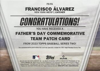 2023 Topps - Father's Day Commemorative Team Patches #FD-FA Francisco Alvarez Back