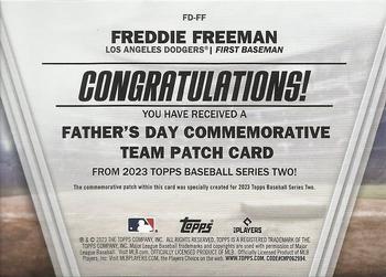 2023 Topps - Father's Day Commemorative Team Patches #FD-FF Freddie Freeman Back