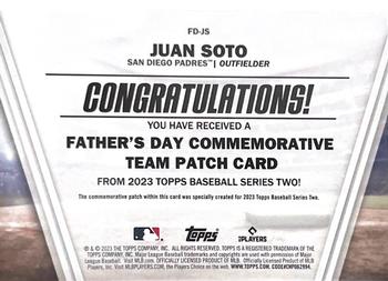 2023 Topps - Father's Day Commemorative Team Patches #FD-JS Juan Soto Back