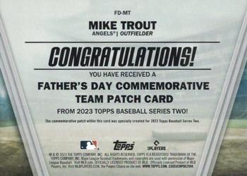 2023 Topps - Father's Day Commemorative Team Patches #FD-MT Mike Trout Back