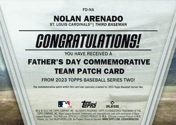 2023 Topps - Father's Day Commemorative Team Patch Cards #FD-NA Nolan Arenado Back