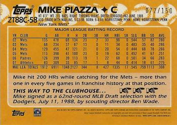 2023 Topps - 1988 Topps Baseball 35th Anniversary Chrome Silver Pack Blue (Series Two) #2T88C-58 Mike Piazza Back
