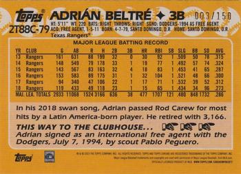 2023 Topps - 1988 Topps Baseball 35th Anniversary Chrome Silver Pack Blue (Series Two) #2T88C-79 Adrian Beltre Back