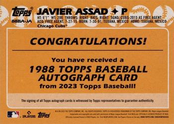 2023 Topps - 1988 Topps Baseball 35th Anniversary Autographs (Series Two) #88BA-JA Javier Assad Back