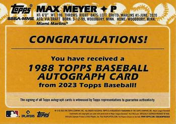 2023 Topps - 1988 Topps Baseball 35th Anniversary Autographs (Series Two) #88BA-MM Max Meyer Back