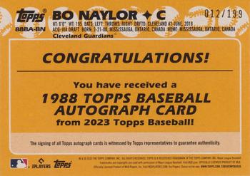 2023 Topps - 1988 Topps Baseball 35th Anniversary Autographs Black (Series Two) #88BA-BN Bo Naylor Back