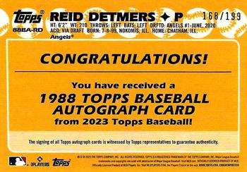 2023 Topps - 1988 Topps Baseball 35th Anniversary Autographs Black (Series Two) #88BA-RD Reid Detmers Back