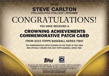 2023 Topps - Crowning Achievements Commemorative Patch Gold #CA-SC Steve Carlton Back