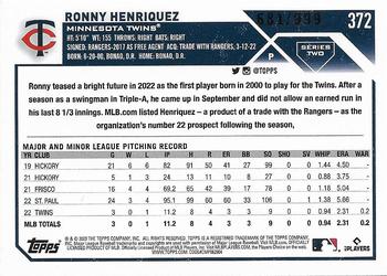 2023 Topps - Blue Foilboard #372 Ronny Henriquez Back