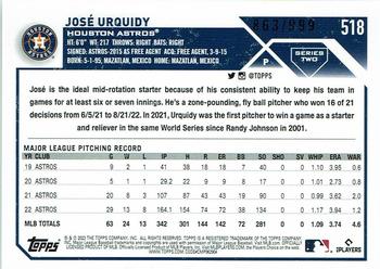 2023 Topps - Blue Foilboard #518 José Urquidy Back