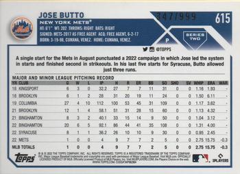 2023 Topps - Blue Foilboard #615 Jose Butto Back