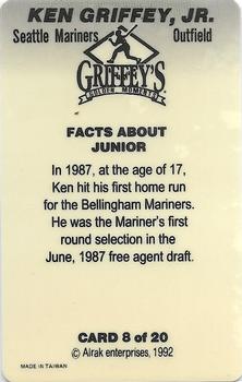 1992 Alrak Enterprises Griffey's Golden Moments (Unlicensed) #8 Ken Griffey Jr. Back