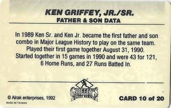 1992 Alrak Enterprises Griffey's Golden Moments (Unlicensed) #10 Ken Griffey Jr. Back