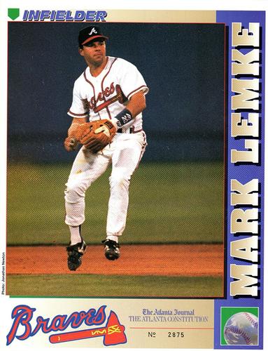 1996 The Atlanta Journal Atlanta Braves #NNO Mark Lemke Front