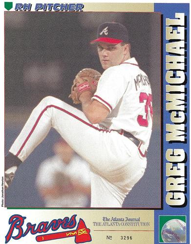 1996 The Atlanta Journal Atlanta Braves #NNO Greg McMichael Front